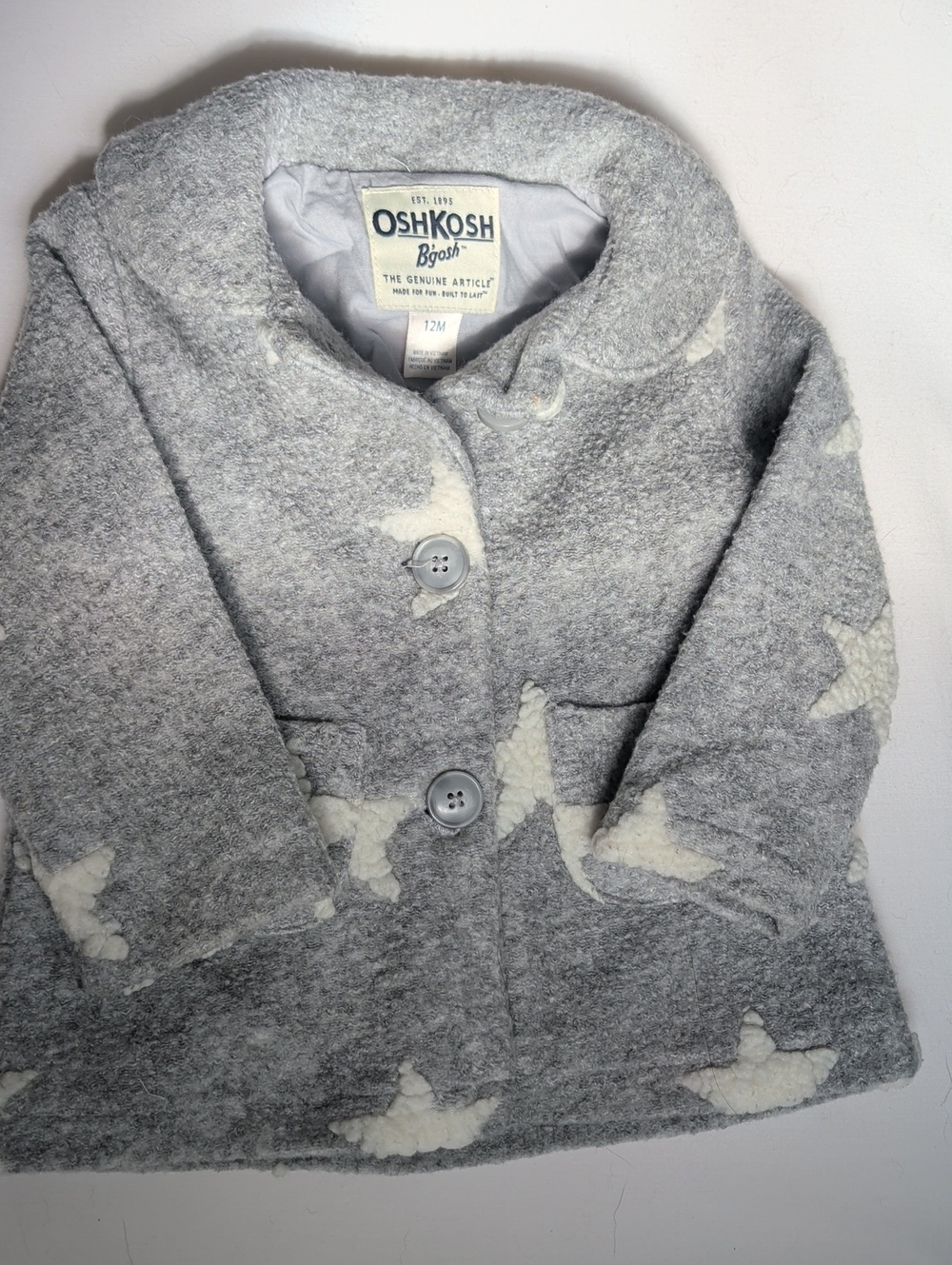 OshKosh B'gosh Grey Star-Print Baby Button Up Peacoat